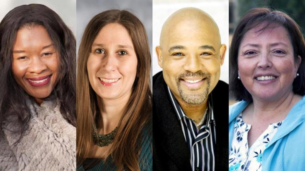 The fellowship recipients, all associate professors, from left: Diane Beckles, Colleen Bronner, Milmon F. Harrison and Margarita Jimenez-Silva.