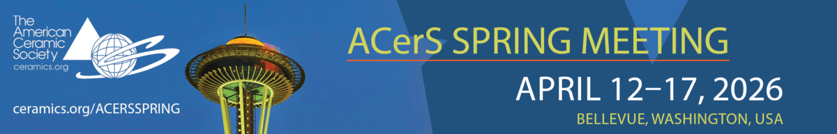 The logo of the 2026 American Ceramic Society Spring Meeting held from April 12-17, 2026